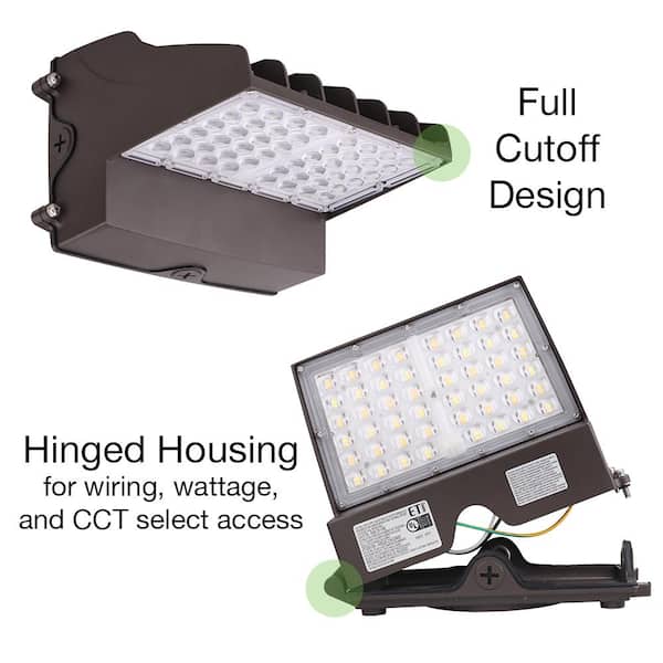 250-Watt Equivalent Full Cut-Off Integrated LED Bronze Wall Pack Light Adjustable 2600-8280 Lumens and CCT (4-Pack)