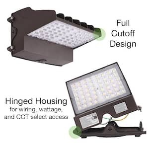 250-Watt Equivalent Full Cut-Off Integrated LED Bronze Wall Pack Light Adjustable 2600-8280 Lumens and CCT