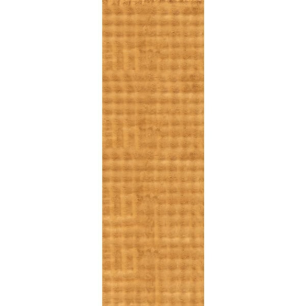 Jeni SuperiorWash Solid Faux Rabbit Machine Washable Area Gold 3 ft. x 8 ft. Indoor Runner Rug