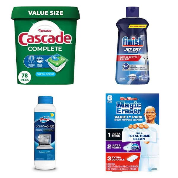 ActionPacs Fresh Scent Detergent (78-Count) with Jet-Dry Rinse Aid (23 oz), 12 oz. Cleaner and Magic Eraser (6-CNT)