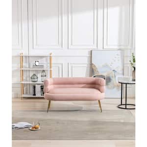 52.76 in. Round Arm Fabric 2-Seater Loveseat Straight Sofa in Pink