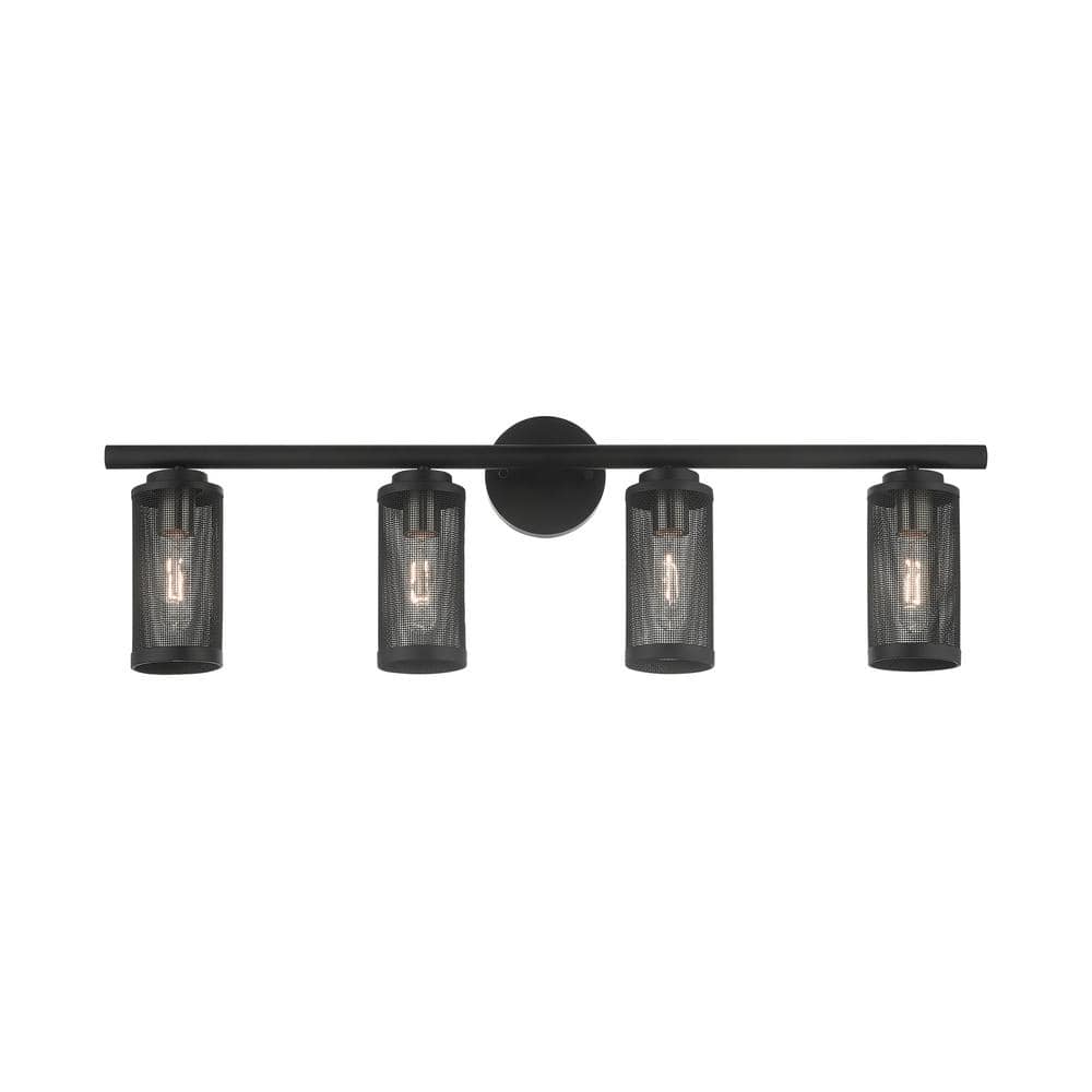 Industro Sleek 4-Light Black and Brushed Nickel Outdoor Vanity Sconce