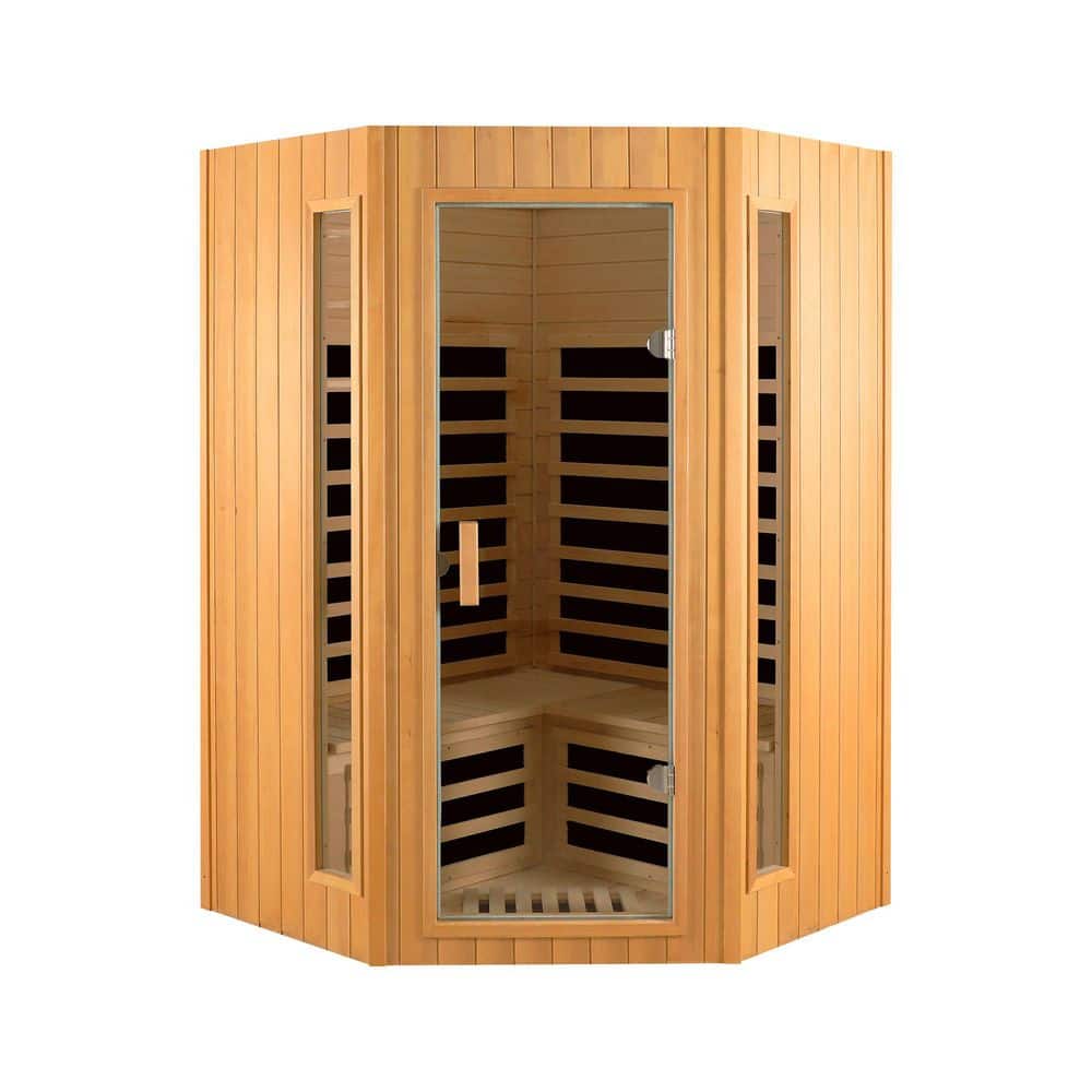 Deluxe 2-Person Far Infrared Sauna with 5 Heaters, LCD Control, Bluetooth, LED Reading Lights, and Vent