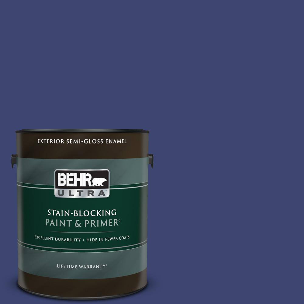 1 gal. #T18-18 Constellation Blue Semi-Gloss Enamel Exterior Paint & Primer