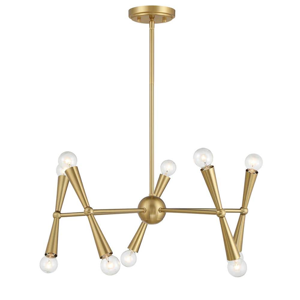 Meridian 24 in. W x 10 in. H 10-Light Natural Contemporary Brass Chandelier price history on PriceWatchPro