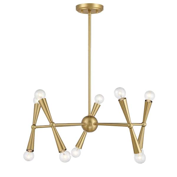 Savoy House Meridian 24 in. W x 10 in. H 10-Light Natural Contemporary Brass Chandelier