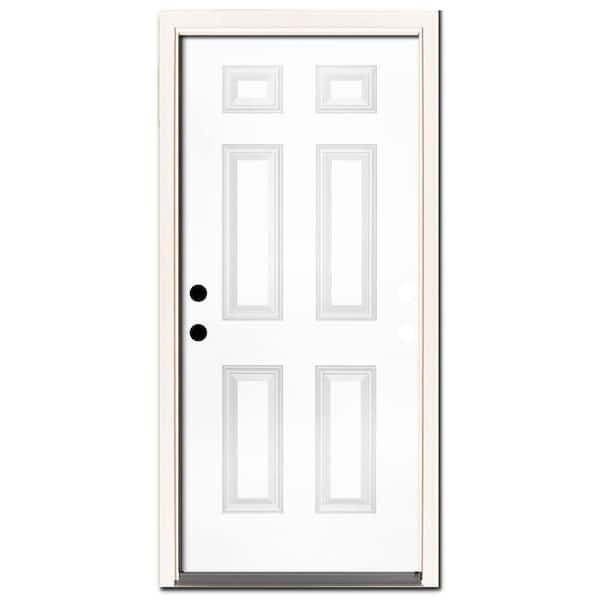 Steves & Sons Element 34 in. x 80 in. 6-Panel Right-Hand/Inswing Primed Steel Prehung Front Door with Brickmold