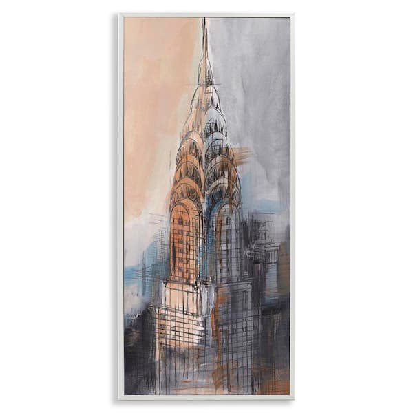 Stupell Industries City Tower Sketch by Ethan Harper White Framed Architecture Giclee Art Print 30 in. x 13 in.