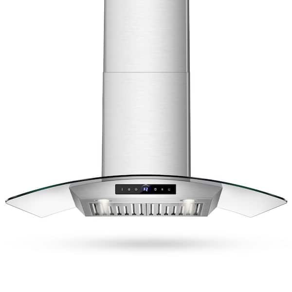 30 in. 900CFM Ducted Wall Mount Range Hood Tempered Glass in Stainless Steel with Gesture Sensing and Touch Control