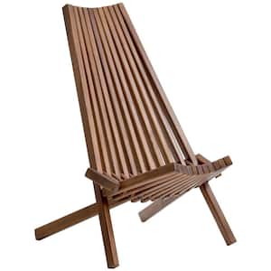 32.2 in. H Outdoor Rustic Acacia Wood Folding Low Profile Ergonomic High Slanted Back Lounge Chair