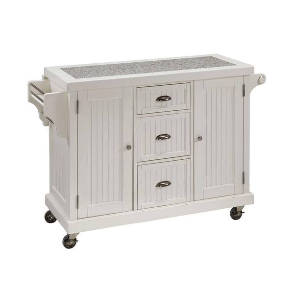 Home Styles 53.5 in. W Granite Top Kitchen Cart with Drop Leaf
