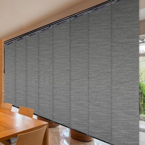 EMOH Heather 130 in. to 175 in. W x 94 in. L Adjustable 8- Panel Black Double Rail Panel Track with 23.5 in. Slates