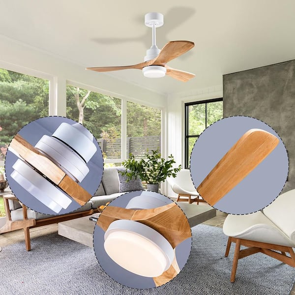 Shinevoy 42 in. Indoor White Downrod Mount Ceiling Fan with Light