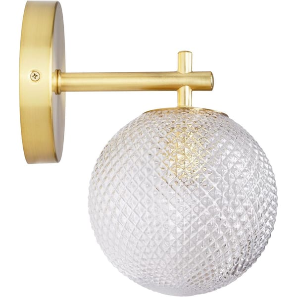 Kenroy Home Prismatic 6 in. 1-Light Brushed Gold Wall Sconces with Globe Shade