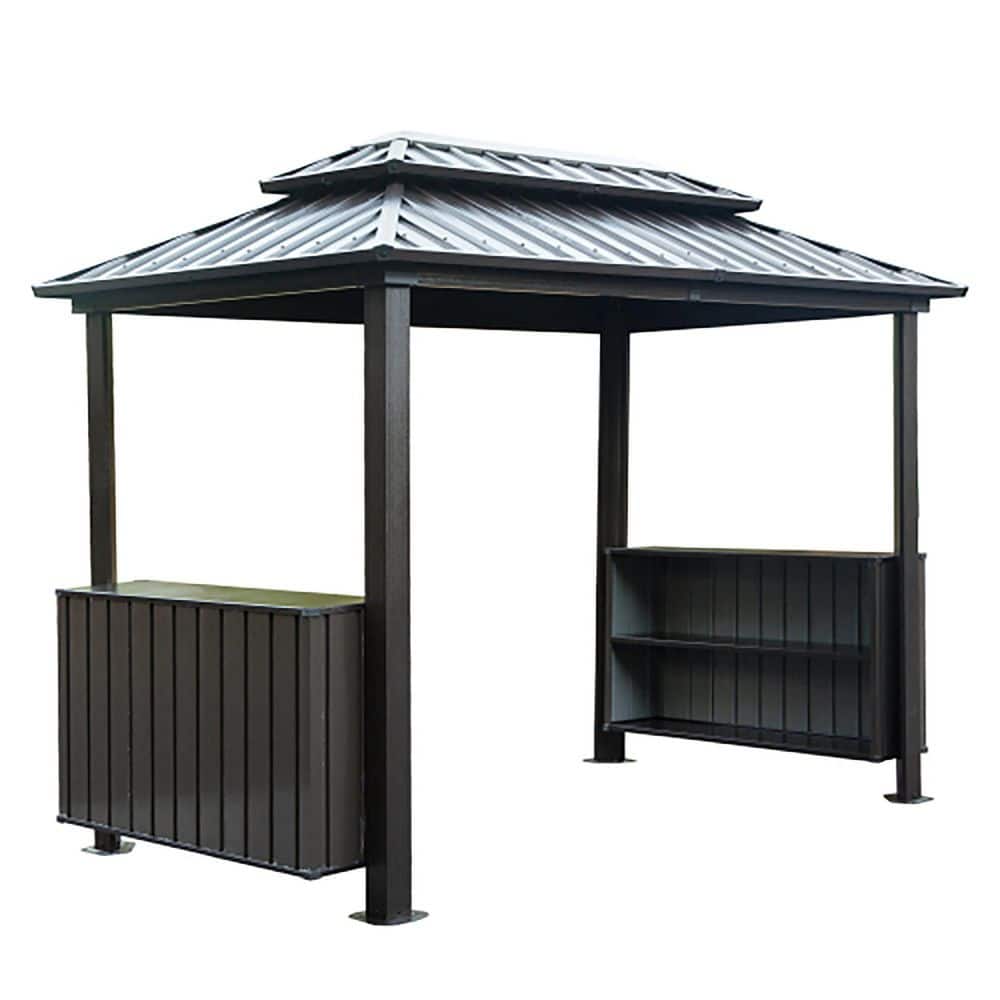 6 ft. x 10 ft. Gray Hardtop Grill Gazebo with Storage Cabinets and Ceiling Hooks price history on PriceWatchPro