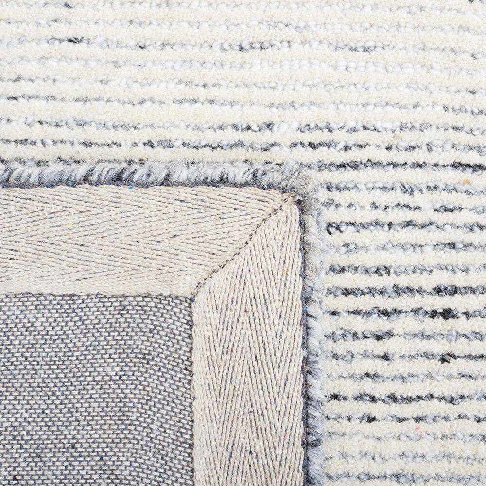 Gray and Ivory Hand-Tufted Wool Runner Rug