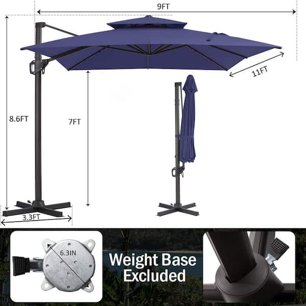 Pellebant 9 ft. x 11 ft. Rectangular 2-Tier Top 360° Rotation Aluminium ...