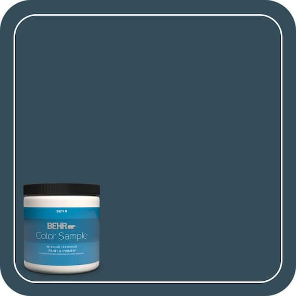 BEHR PREMIUM PLUS 8 oz. Home Decorators Collection #HDC-CL-28 Nocturne Blue Satin Enamel Interior/Exterior Paint & Primer Color Sample