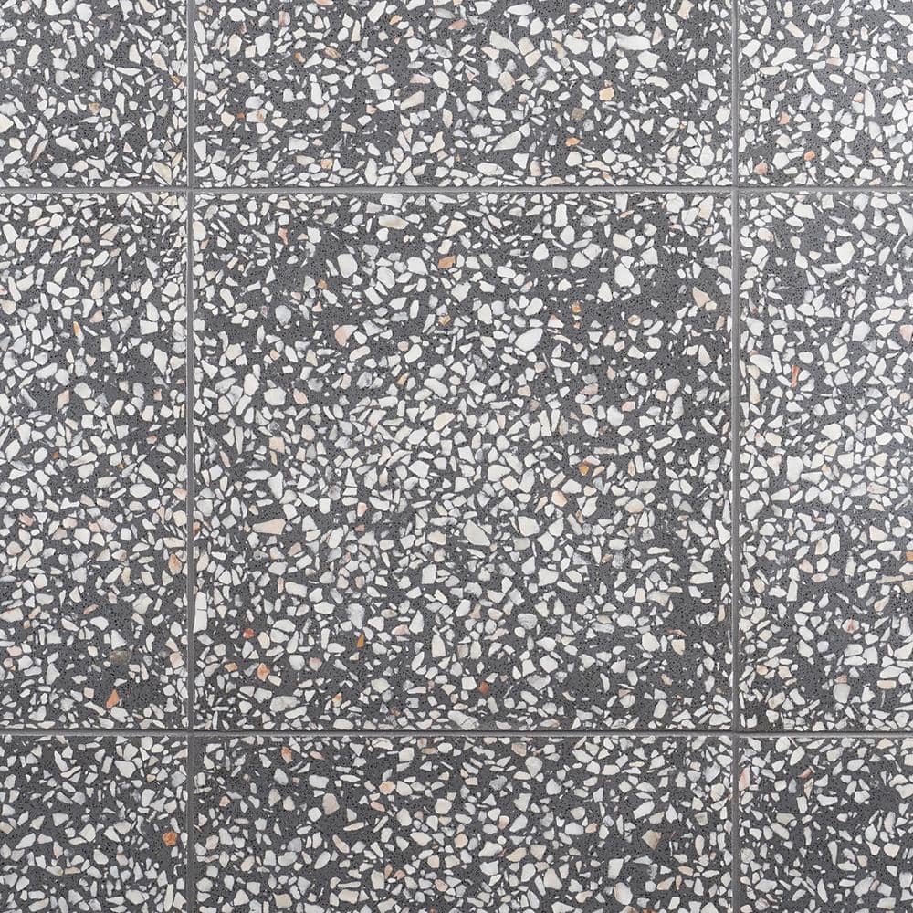 Tarboro 16-in x 16-in Polished Gray Terrazzo Tile