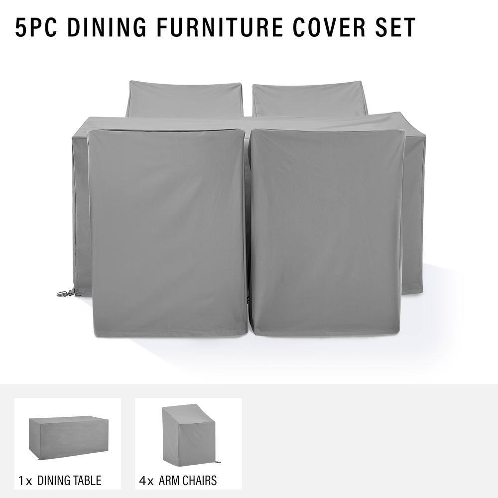 Gray Heavy-Duty Vinyl 5-Piece Outdoor Furniture Cover Set