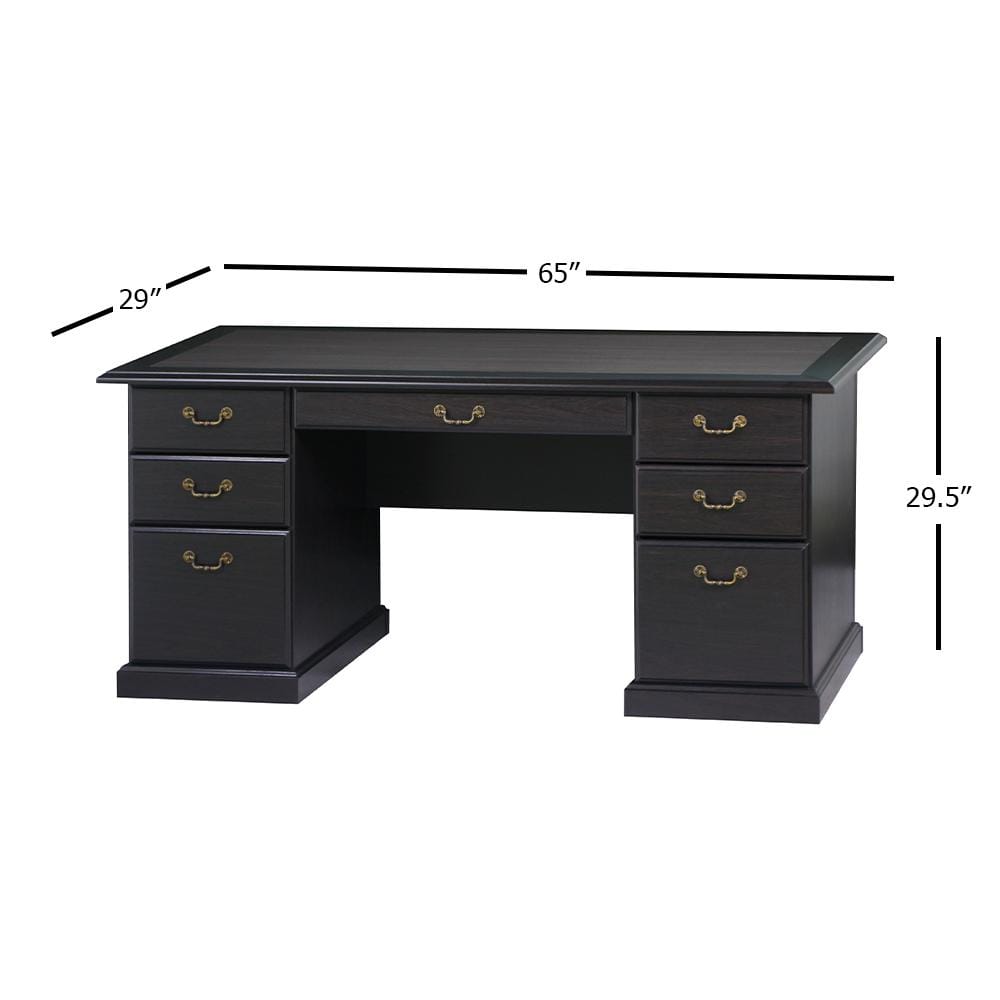 Espresso Wood Executive Desk with Drawers and Filing Cabinet