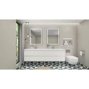 Bohemia 84 in. W Bath Vanity in High Gloss White with Reinforced Acrylic Vanity Top in White with White Basins