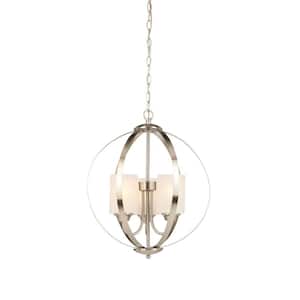 Findlay 3-Light Brushed Nickel Chandelier with Etched White Glass Shades