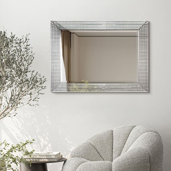 Empire Art Direct Medium Rectangle Pewter Beveled Glass Modern