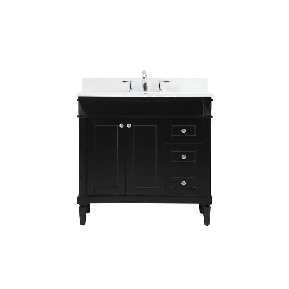 Simply Living 36 in. W x 21 in. D x 35 in. H Bath Vanity in Black with Ivor