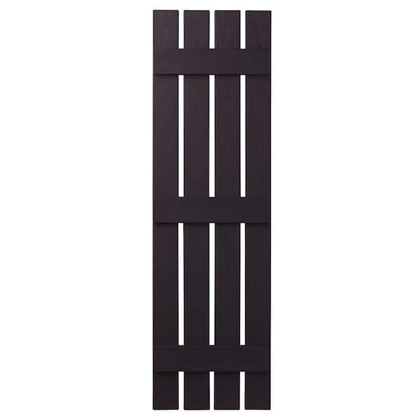 Ply Gem 16 in. x 59 in. Polypropylene Plastic 4-Board Open Board and Batten Shutters Pair in Dark Berry