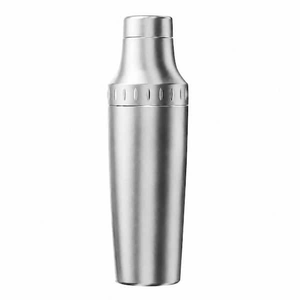 30 oz Silver Vacuum-Insulated Stainless Steel Cocktail Shaker Set with Jigger Lid