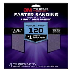 Pro Grade Precision 9 in. x 11 in. 120 Grit Medium Faster Sanding Sanding Sheets (4-Pack)