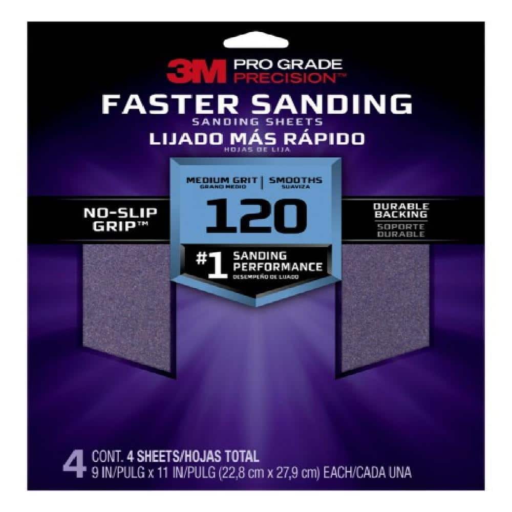 Pro Grade Precision 9 in. x 11 in. 120 Grit Medium Faster Sanding Sanding S