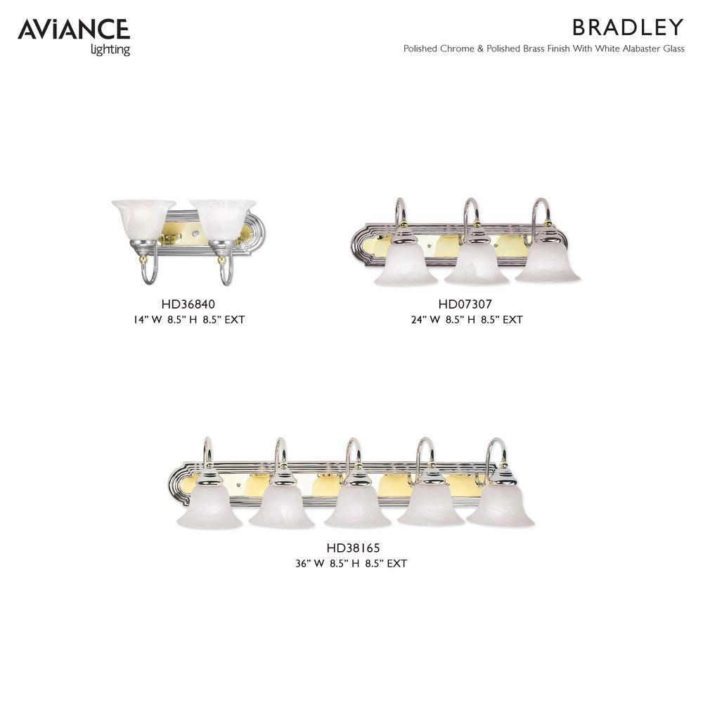 Belmont 2-Light Polished Chrome and Brass Vanity Fixture