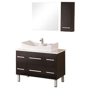 Paris 36 in. W x 22 in. D Vanity in Espresso with Composite Stone Vanity Top and Mirror in White