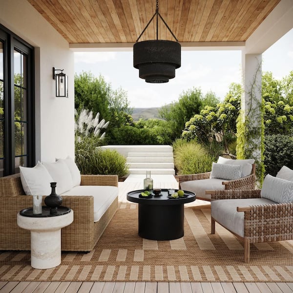 Anilah Striped Light Brown 7 ft. x 9 ft. Outdoor Area Rug