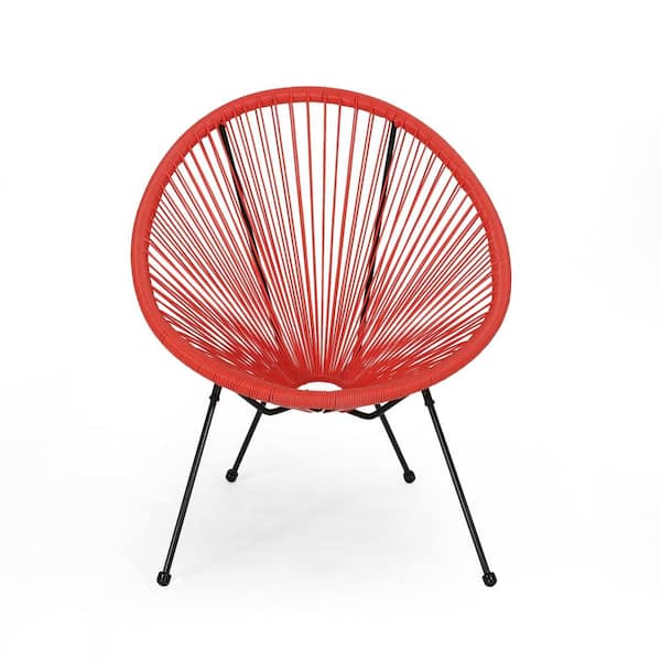 Noble House Beckett Orange Faux Wicker Outdoor Patio Lounge Chair