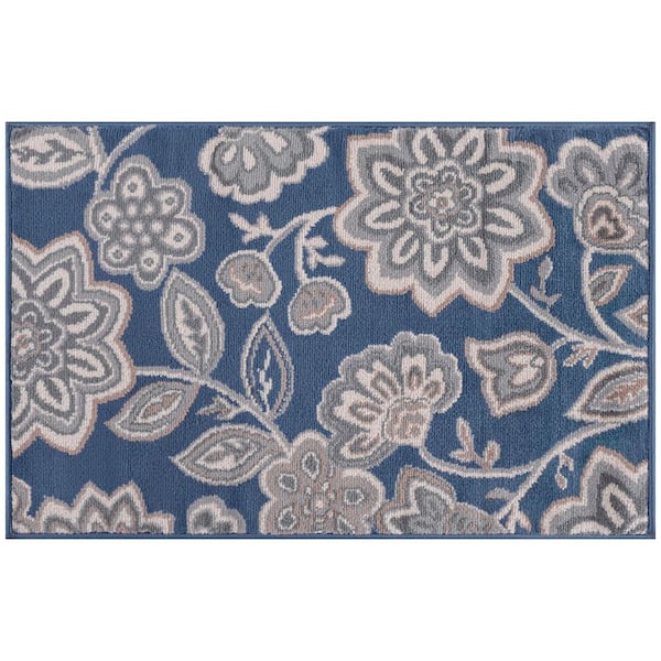 Madison Floral Navy 2 ft. x 3 ft. Indoor Area Rug