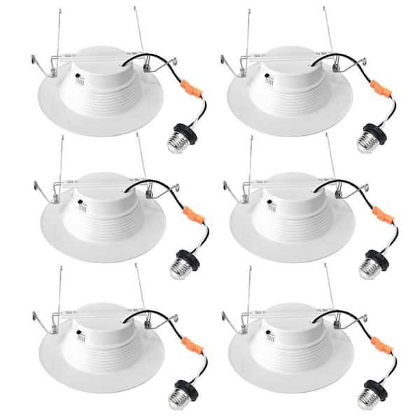 5 in. and 6 in. Downlight White 1050 LM Integrated LED Recessed Trim Retrofit Light (2700K~5000K) Adjustable (6-Pack)