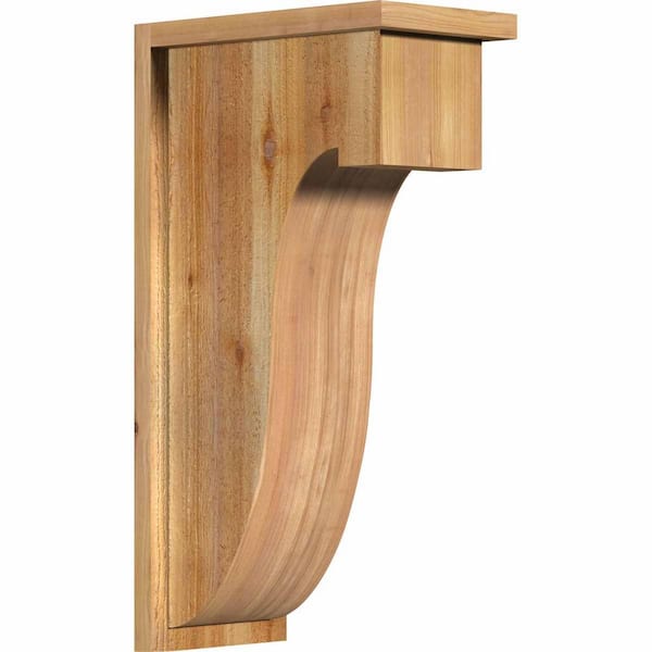 Ekena Millwork 8 in. x 14 in. x 26 in. Western Red Cedar Del Monte Rough Sawn Corbel with Backplate