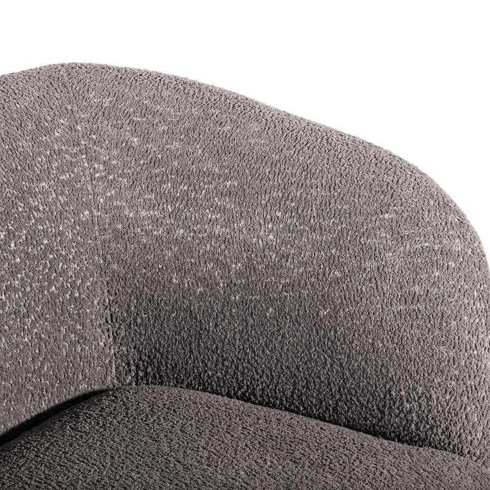 Charcoal Gray Boucle Fabric Curved Loveseat with Wooden Legs