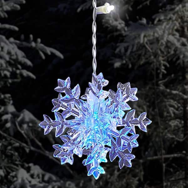 LED ICICLE LIGHTS WHITE BLUE CHRISTMAS XMAS OUTDOOR LIGHTING SNOWING SNOWFLAKES 