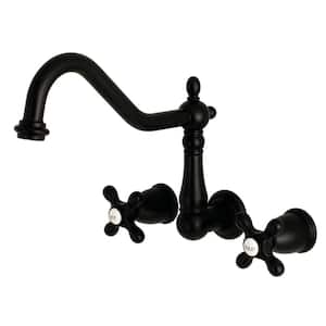 Heritage 2-Handle Wall Mount Roman Tub Faucet in Matte Black