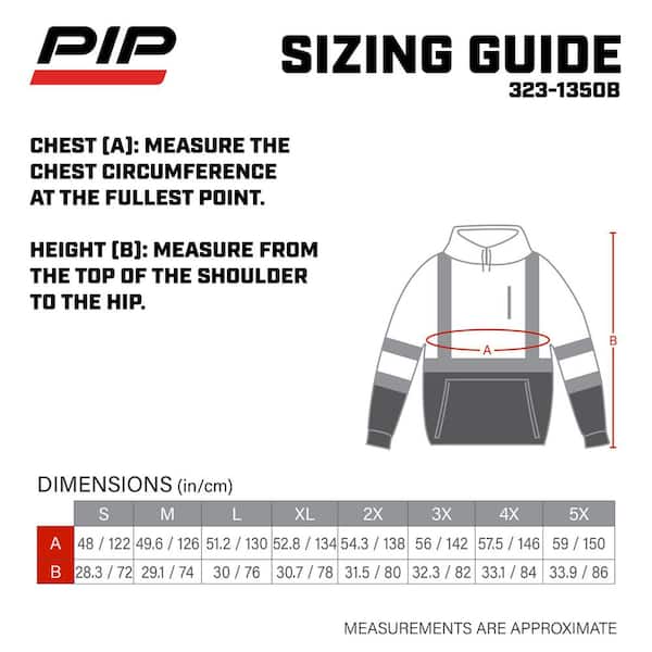PIP Men's Large Hi Vis Orange ANSI Type R Class 3-Hooded Pullover