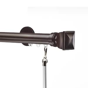 Tekno 25 - 60 in. Non-Adjustable 1-1/8 in. Single Traverse Window Curtain Rod Set in Maroon with Bling Finial