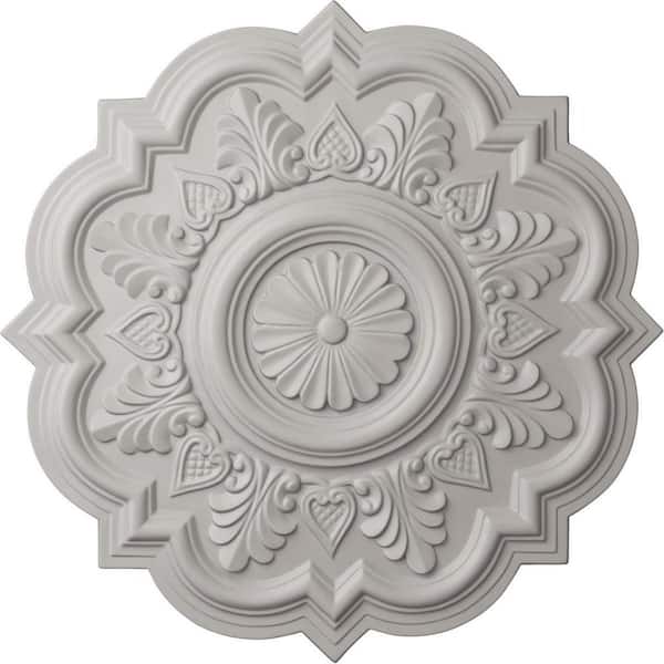 Ekena Millwork 20-1/4 in. x 1-1/2 in. Deria Urethane Ceiling Medallion (Fits Canopies upto 6 in.), Ultra Pure White