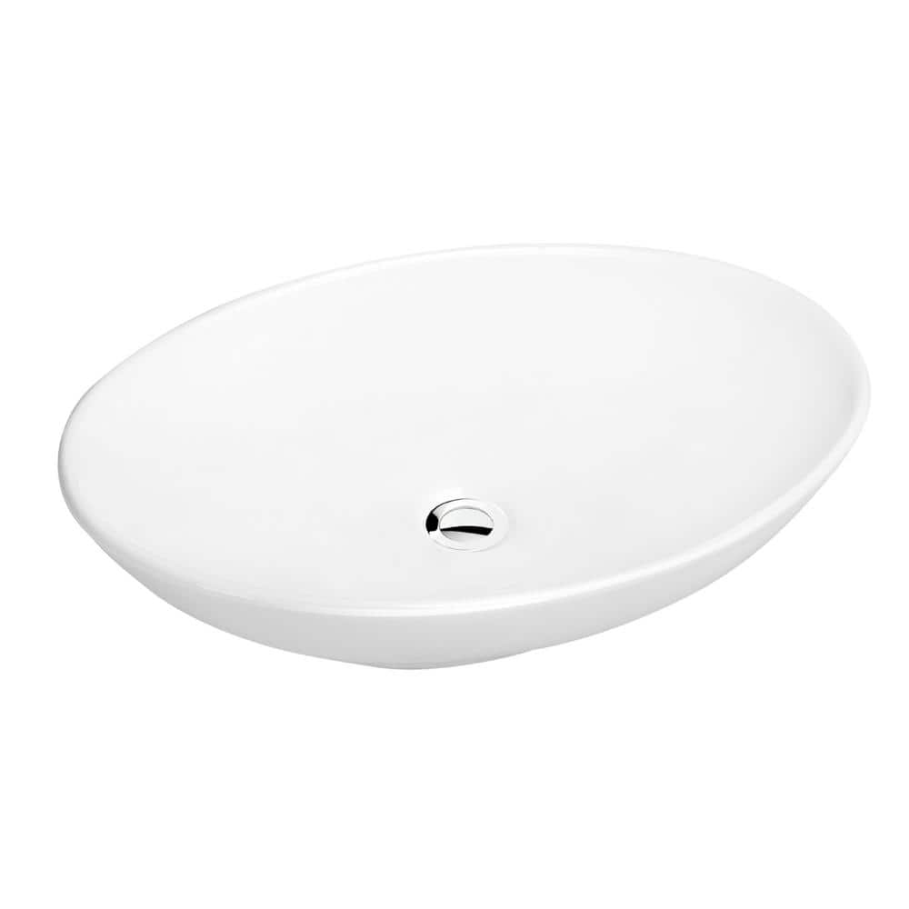 Valera 27" White Ceramic Oval Vessel Bathroom Sink