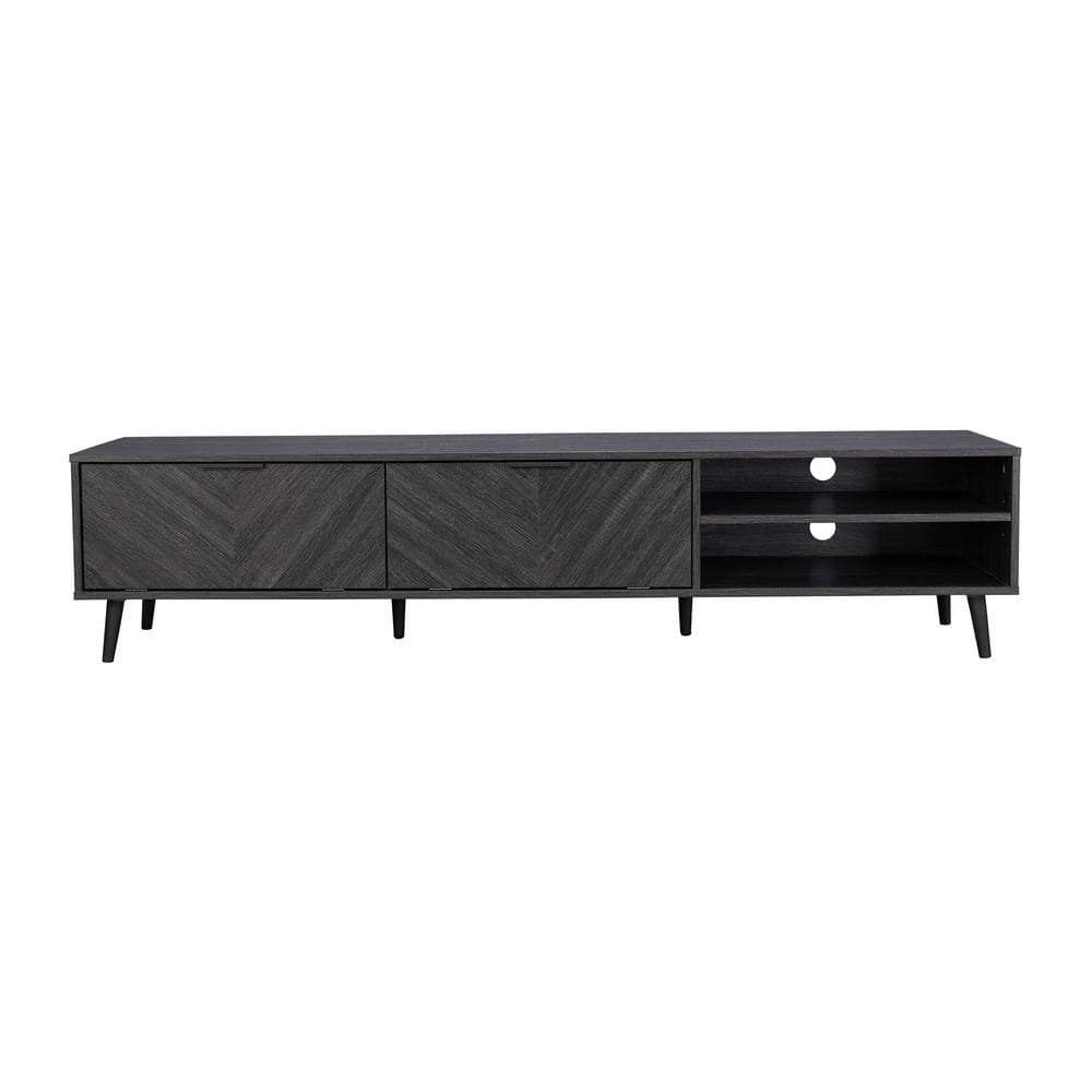 Himari Dark Gray Engineered Wood TV Stand with Cabinets