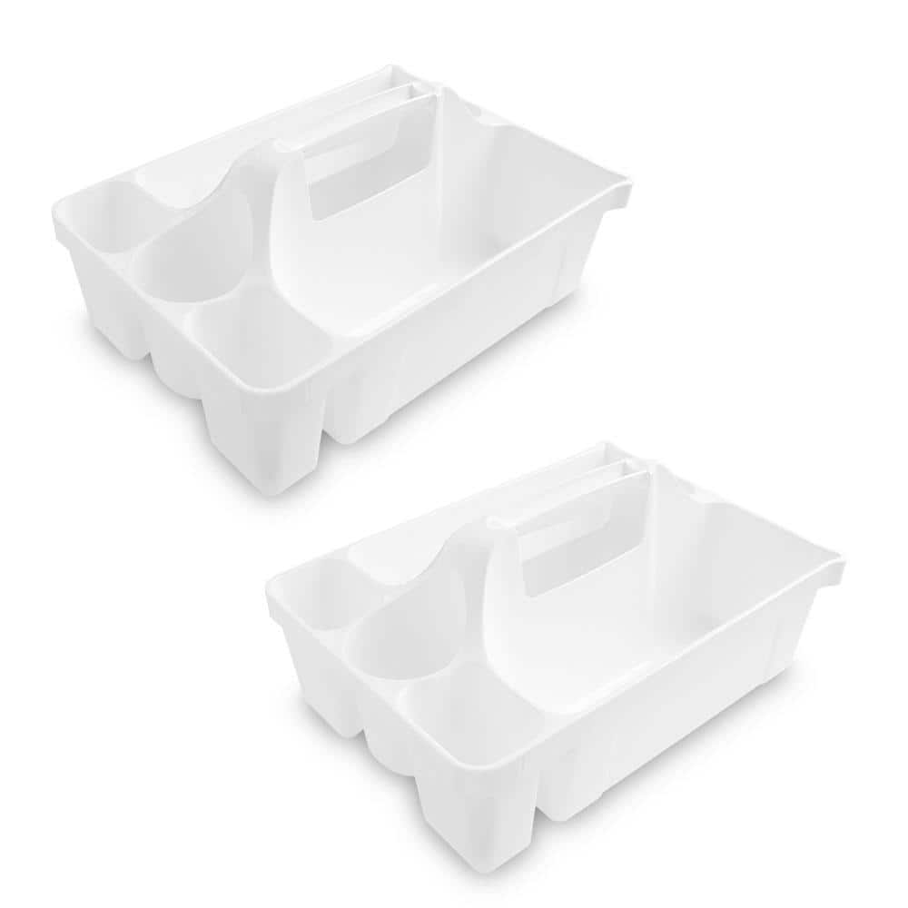 Cleaning Supplies Caddy, Cleaning Supply Organizer with Handle, Plastic  Caddy for Cleaning Products, Under Sink Tool Storage Caddy, White