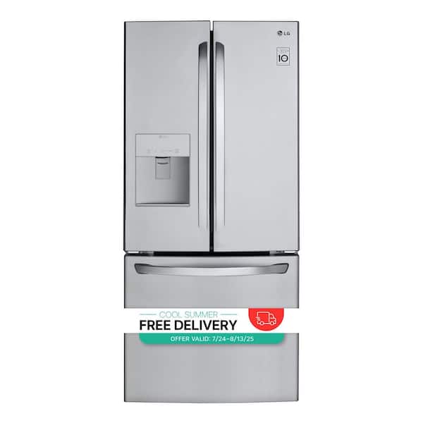 30 in. W 22 cu. ft. French Door Refrigerator with Water Dispenser in Stainless Steel